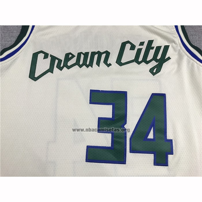 Camiseta Milwaukee Bucks Giannis Antetokounmpo NO 34 Ciudad Crema